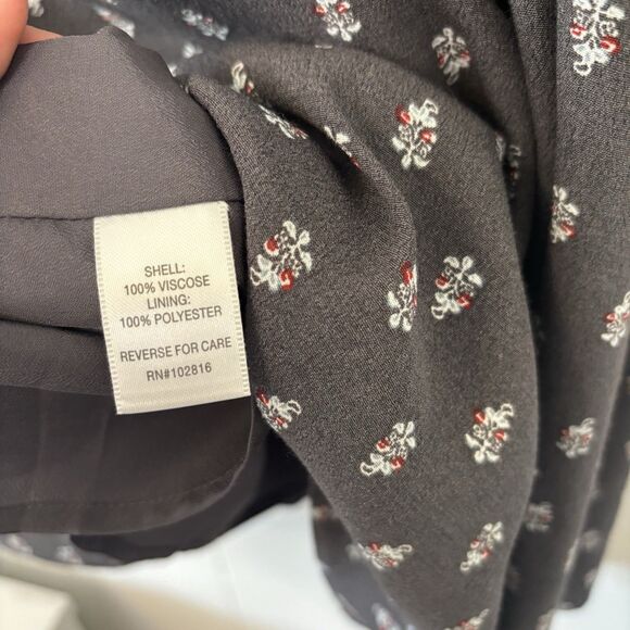 Garnet Hill XS Midi Skirt Gray Floral Pockets Elastic Waist Boho Sustainable - Picture 8 of 12